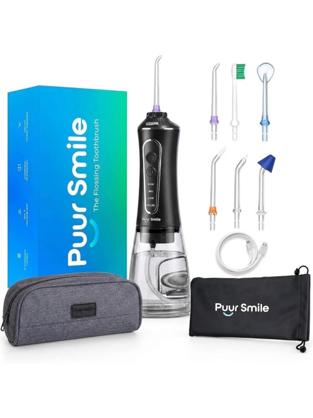 Advanced Water Flosser for Dental Care | Waterproof Oral Irrigator, 6 Tips